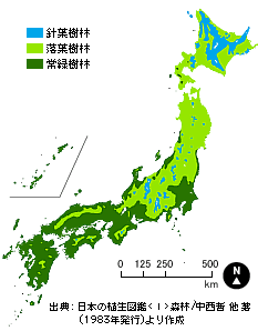 気候に応じた森林分布