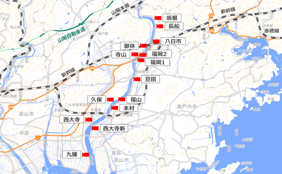 吉井川下流の地図