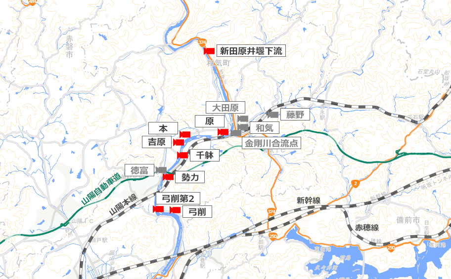 吉井川上流の地図