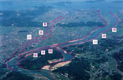 高梁川の一期改修概要図