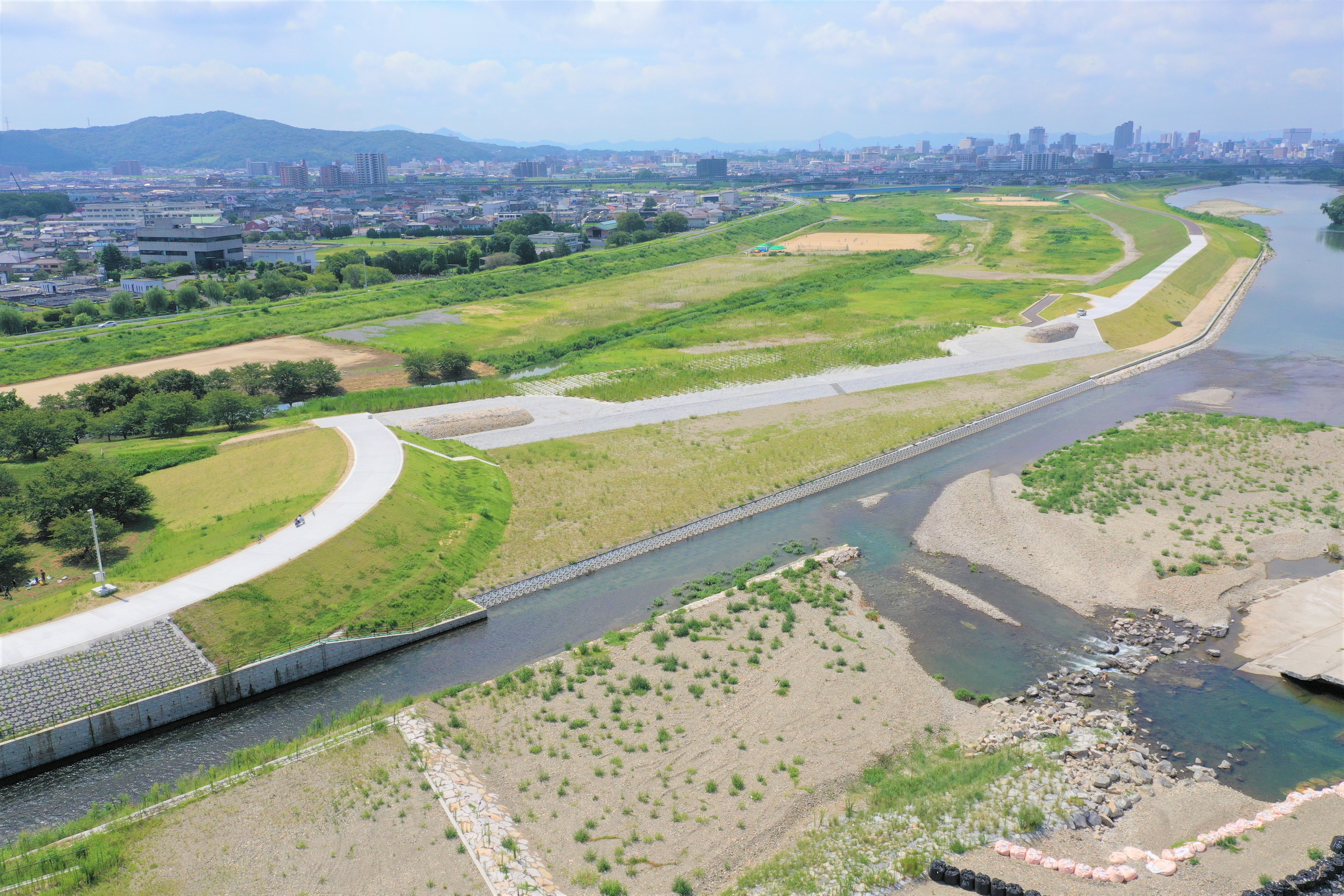 百間川分流部の空撮