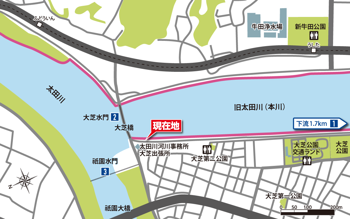 大芝橋西詰地図