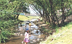 親水性に配慮した古川せせらぎ公園(安佐南区川内)
