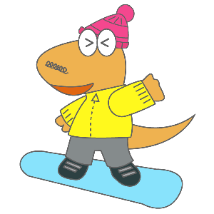 スノーボードをするヤッシーくん
