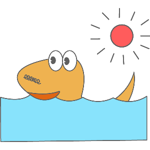 弥栄湖で泳ぐヤッシーくん