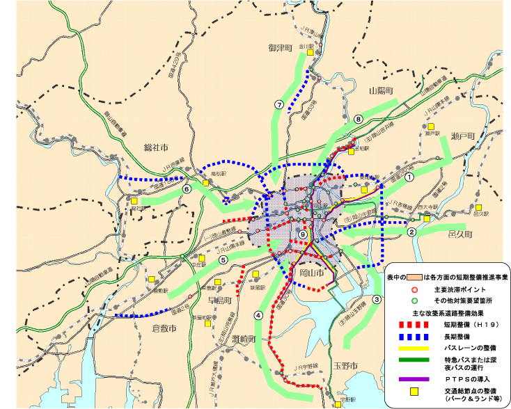 岡山都市圏交通円滑化総合計画総括図