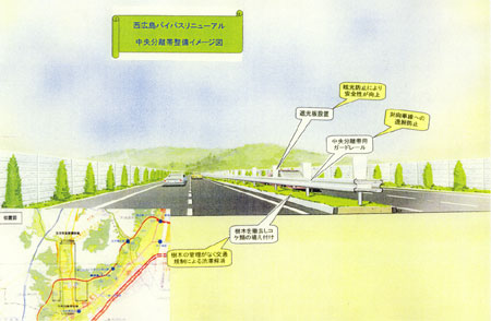 西広島バイパス　中央分離帯整備イメージ図 