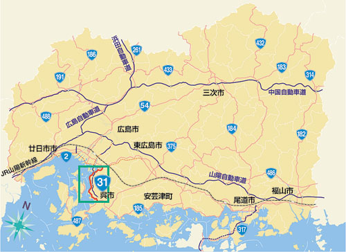 広島県一般国道31号沿線地図