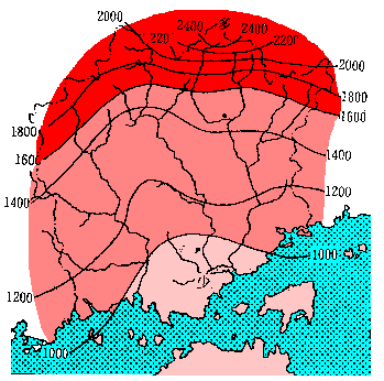 岡山地方気象台　岡山県気象年報　平成11年（１９９９）　降水量の図