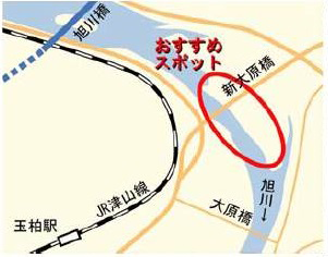 新大原橋付近水辺広場の位置図