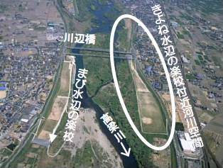 きよね水辺の楽校付近河川空間の空撮