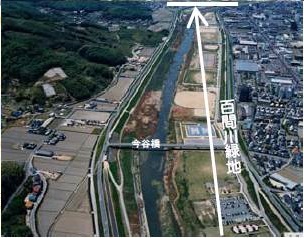 百間川緑地（沢田橋～米田橋周辺）の空撮