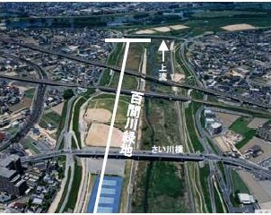 百間川緑地（さい川橋周辺）の空撮