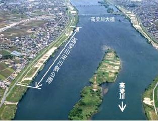 高梁川河川敷公園の空撮