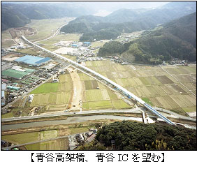 青谷高架橋、青谷ICを望む